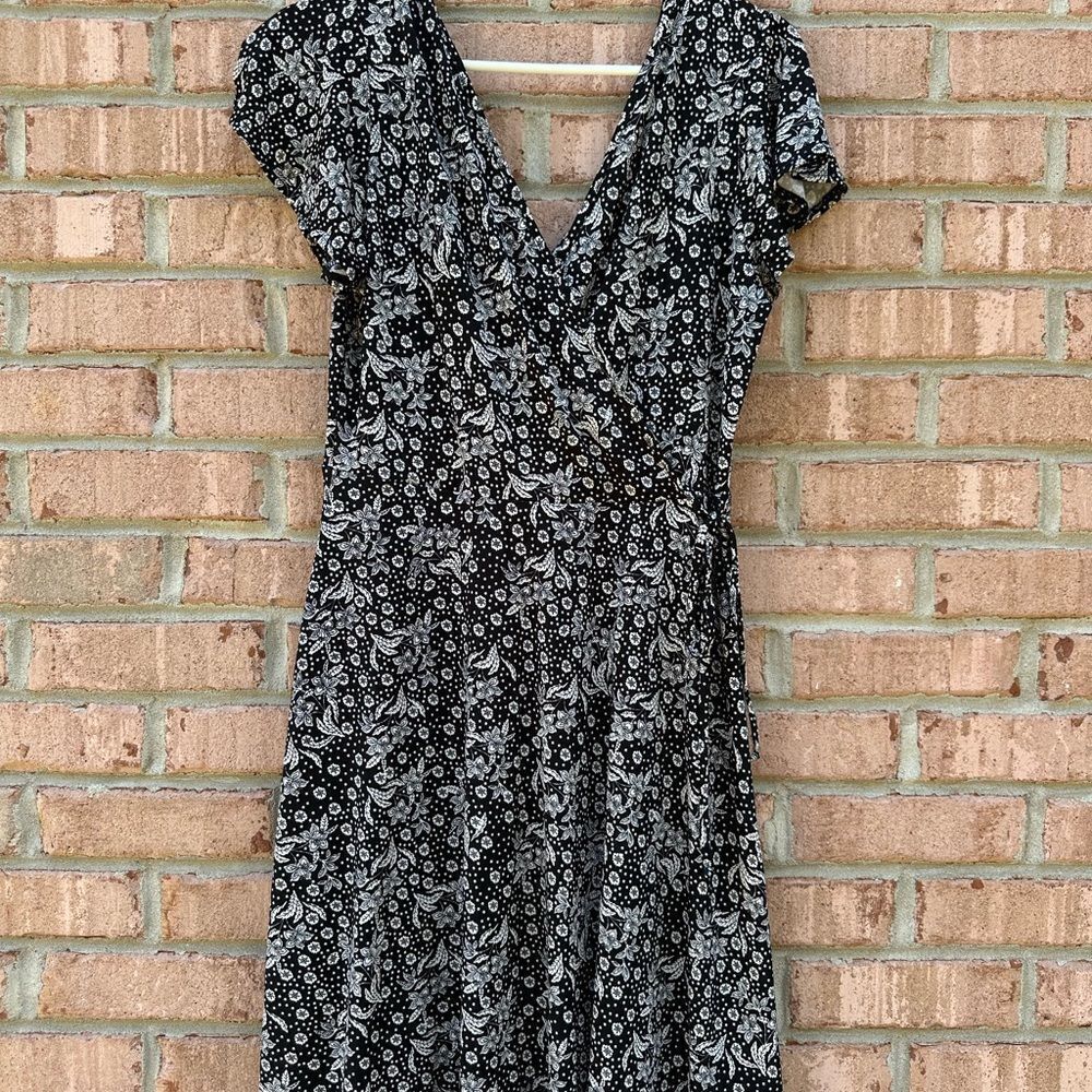 Floral Black and White Dress